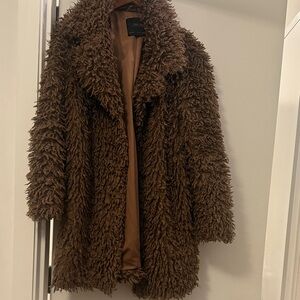 Zara Brown Faux Fur Women's Coat